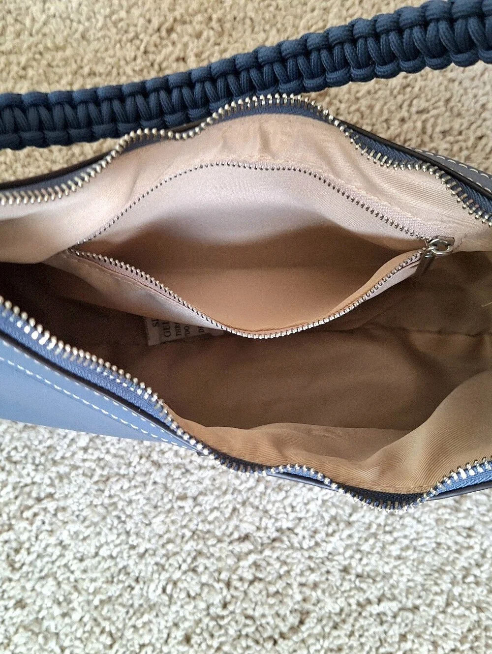 Tommy Bahama Debossed Logo Zip-Top Dusty Blue Hobo Shoulder Bag Two Straps